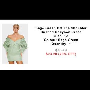 Sage Green Off the Shoulder Ruched Bodycon Dress